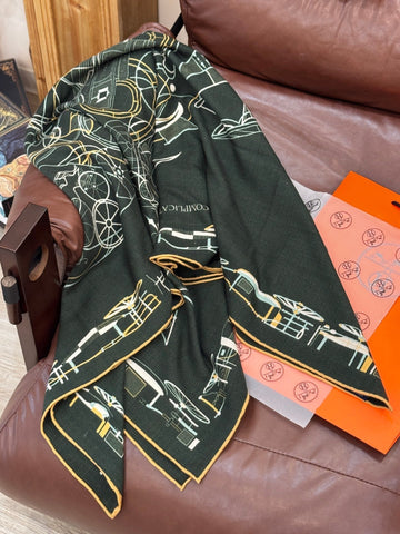 HERMES 25S SCARF 140 IN CASHMERE SILK 727320