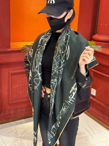 HERMES 25S SCARF 140 IN CASHMERE SILK 727320