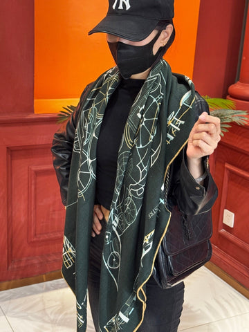 HERMES 25S SCARF 140 IN CASHMERE SILK 727320