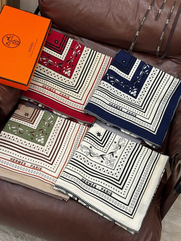 HERMES 25S SCARF 140 IN CASHMERE SILK 727316