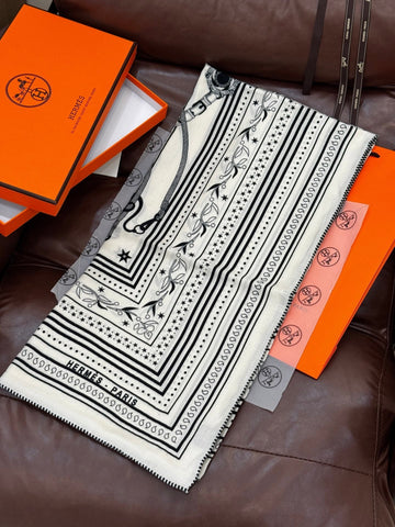 HERMES 25S SCARF 140 IN CASHMERE SILK 727316