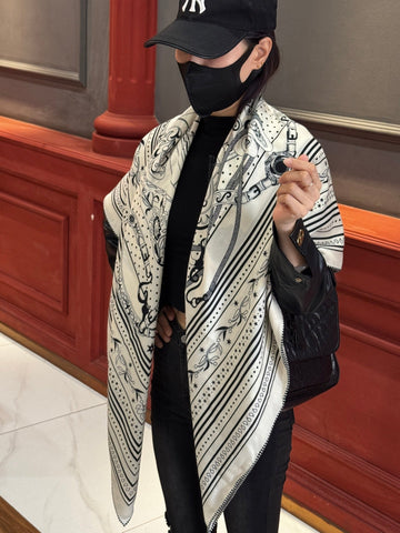 HERMES 25S SCARF 140 IN CASHMERE SILK 727316