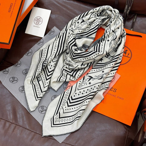 HERMES 25S SCARF 140 IN CASHMERE SILK 727316