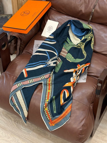 HERMES 25S SCARF 140 IN CASHMERE SILK 727300