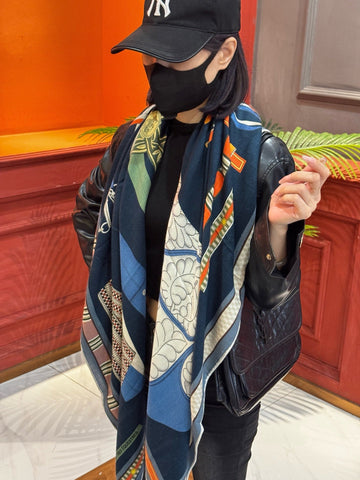 HERMES 25S SCARF 140 IN CASHMERE SILK 727300