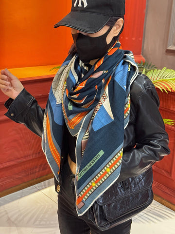 HERMES 25S SCARF 140 IN CASHMERE SILK 727300