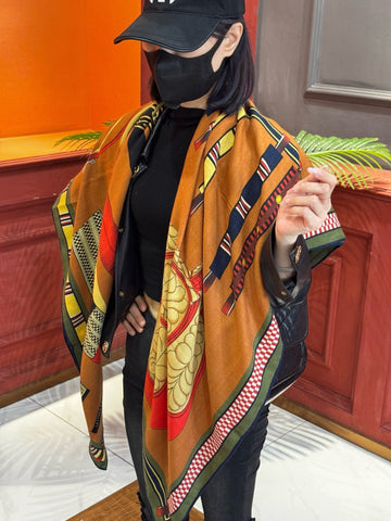 HERMES 25S SCARF 140 IN CASHMERE SILK 727301