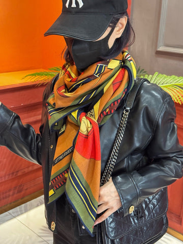 HERMES 25S SCARF 140 IN CASHMERE SILK 727301