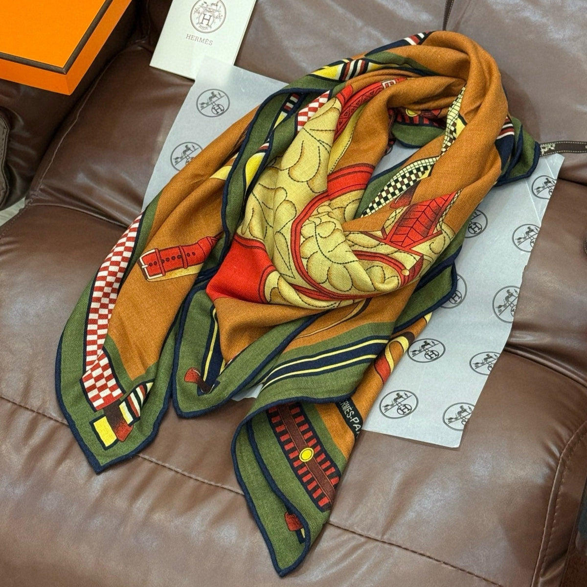 HERMES 25S SCARF 140 IN CASHMERE SILK 727301