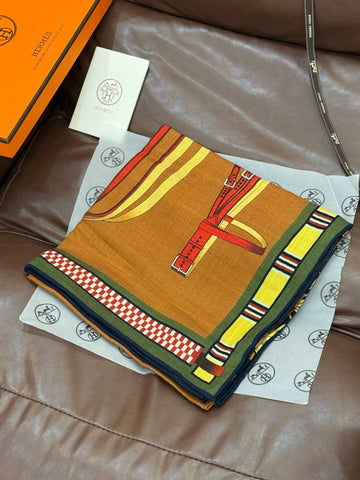 HERMES 25S SCARF 140 IN CASHMERE SILK 727301