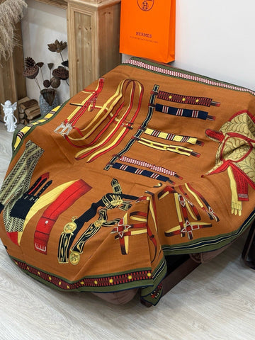 HERMES 25S SCARF 140 IN CASHMERE SILK 727301