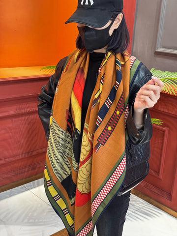 HERMES 25S SCARF 140 IN CASHMERE SILK 727301