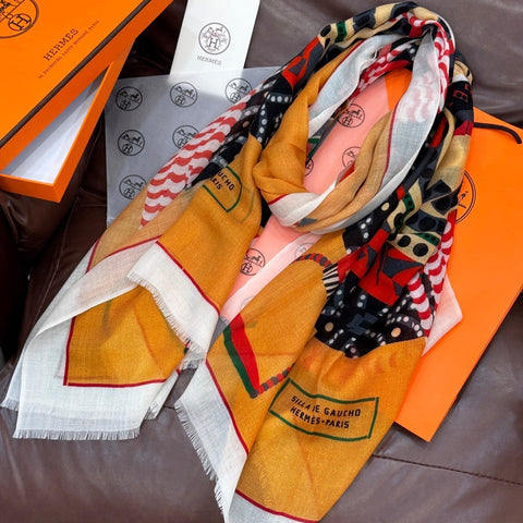 HERMES 25S SCARF 200 IN CASHMERE SILK 730598