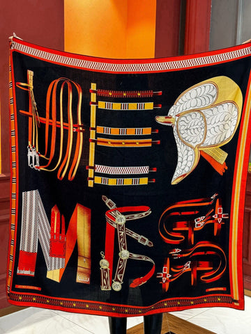 HERMES 25S SCARF 140 IN SILK AND CASHMERE 735807