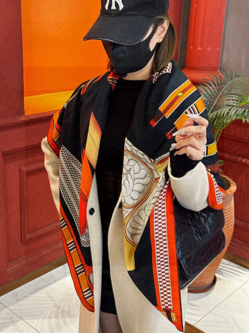 HERMES 25S SCARF 140 IN SILK AND CASHMERE 735807