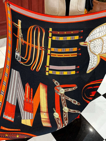 HERMES 25S SCARF 140 IN SILK AND CASHMERE 735807