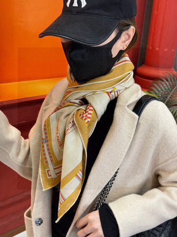 HERMES 25S SCARF 140 IN SILK AND CASHMERE 735808