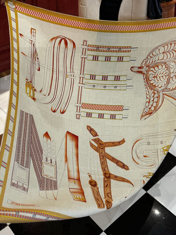 HERMES 25S SCARF 140 IN SILK AND CASHMERE 735808