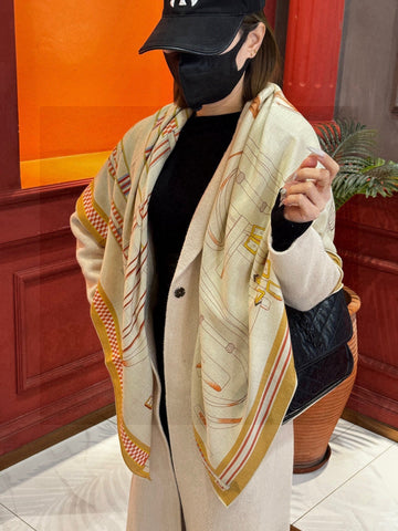 HERMES 25S SCARF 140 IN SILK AND CASHMERE 735808