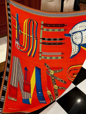 HERMES 25S SCARF 140 IN SILK AND CASHMERE 735809