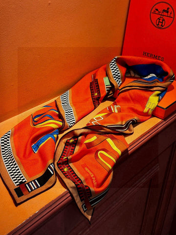 HERMES 25S SCARF 140 IN SILK AND CASHMERE 735809