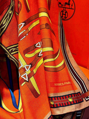 HERMES 25S SCARF 140 IN SILK AND CASHMERE 735809