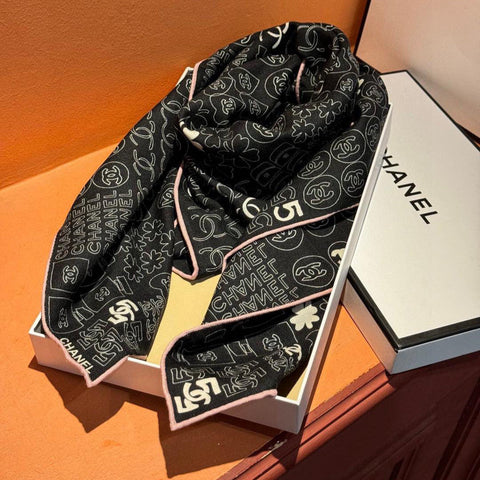 CHANEL 25S SCARF 110 IN CASHMERE SILK 738477