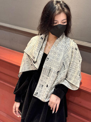 CHANEL 25S SCARF 110 IN CASHMERE SILK 738478