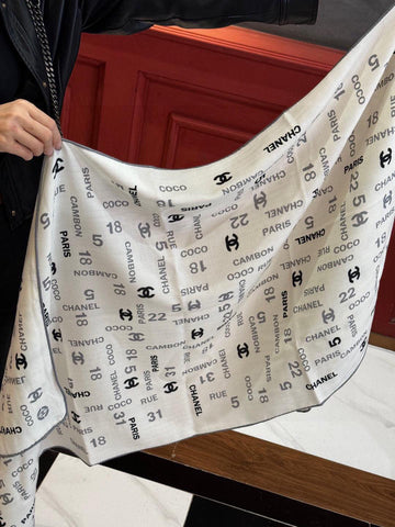 CHANEL 25S SCARF 180 IN CASHMERE SILK 738479