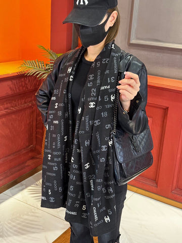 CHANEL 25S SCARF 180 IN CASHMERE SILK 738480