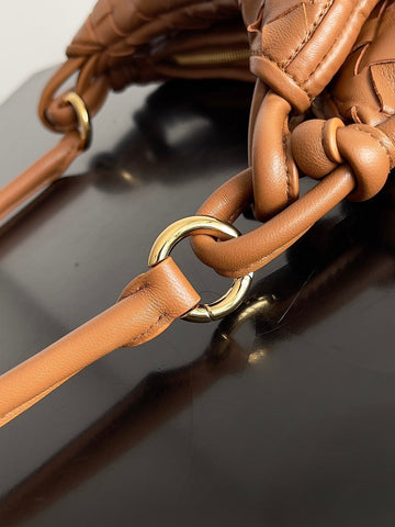 SMALL GEMELLI 24 IN BRONZE BROWN LAMBSKIN