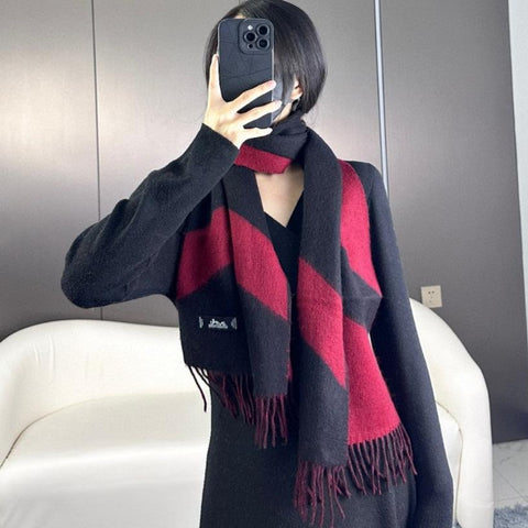SCARF 190 CM IN JAM PURPLE MIX BLACK CASHMERE 370395