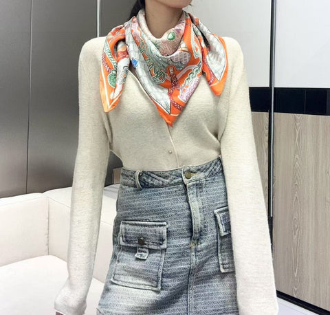 HERMES 25S SCARF 90 IN SILK 726441