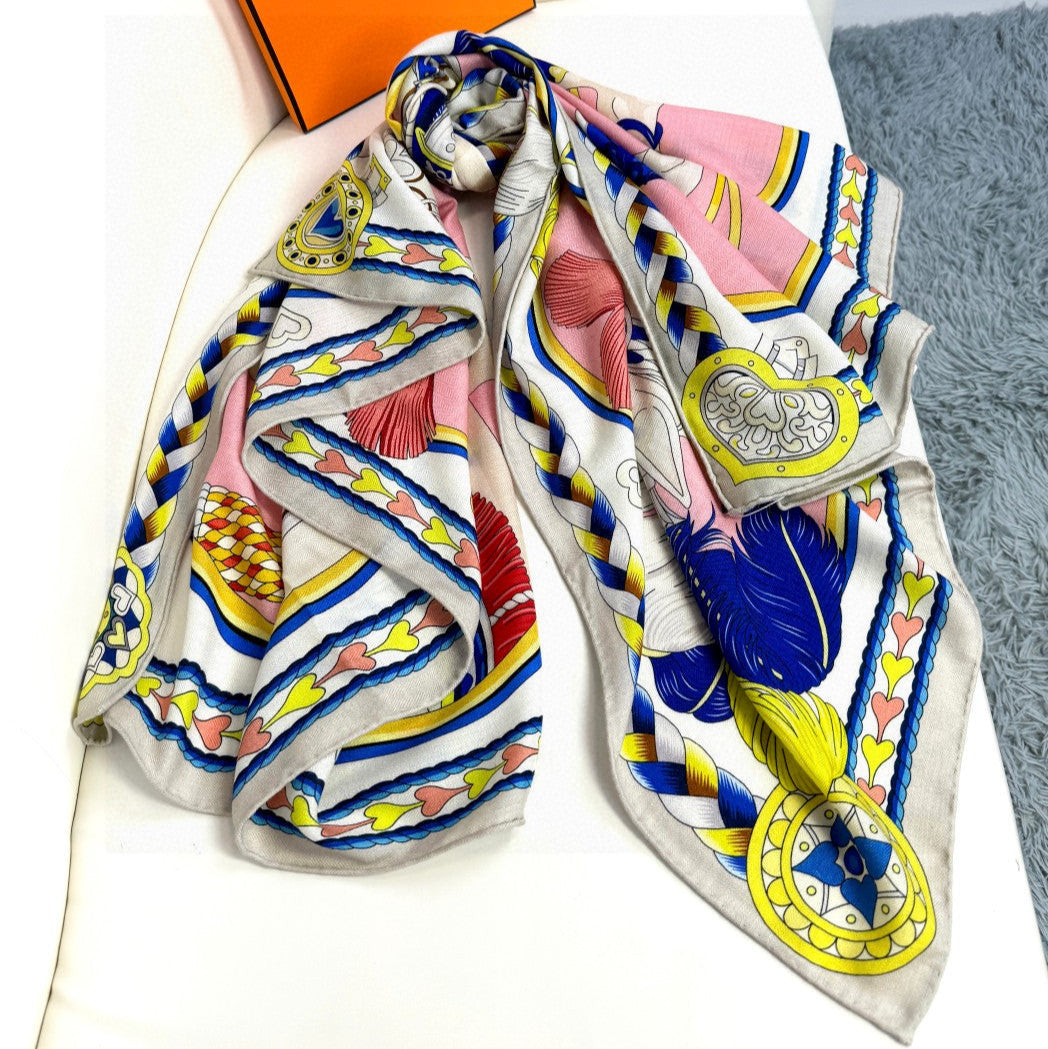 HERMES 25S SCARF 135 IN CASHMERE SILK 730648