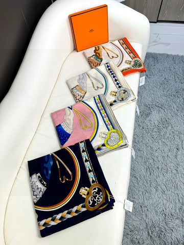 HERMES 25S SCARF 135 IN CASHMERE SILK 730649