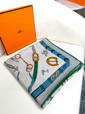 HERMES 25S SCARF 135 IN CASHMERE SILK 737308