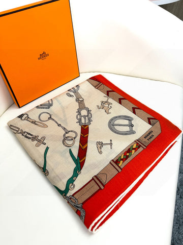 HERMES 25S SCARF 135 IN CASHMERE SILK 737310