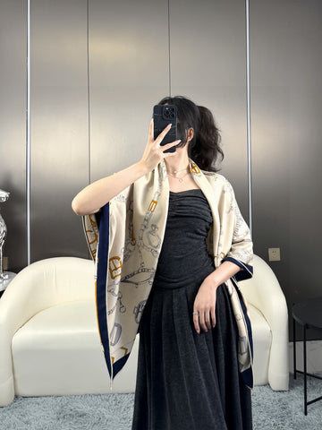 HERMES 25S SCARF 135 IN CASHMERE SILK 737311