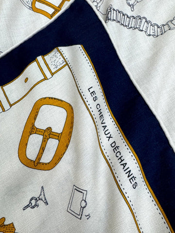 HERMES 25S SCARF 135 IN CASHMERE SILK 737311