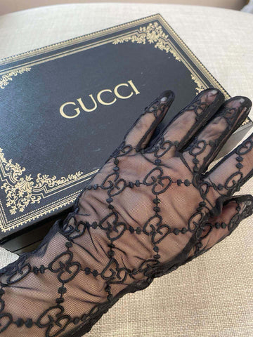 EMBROIDERED LACE MESH GLOVES BLACK 462433