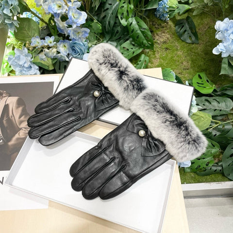 GLOVES IN BLACK LAMBSKIN WITH RABBIT FUR 465072