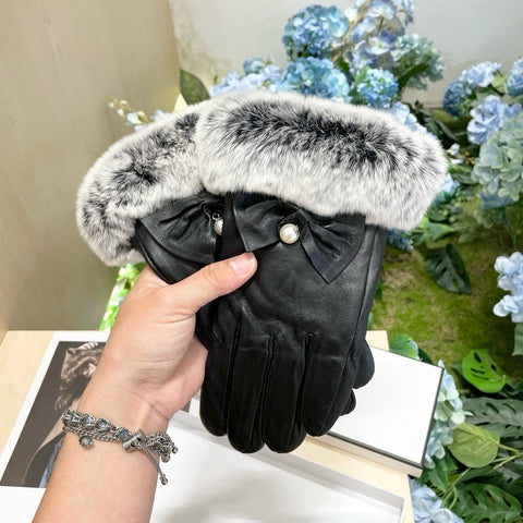 GLOVES IN BLACK LAMBSKIN WITH RABBIT FUR 465072