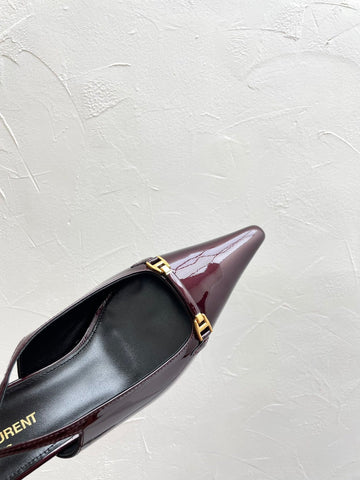 CARINE SLINGBACK PUMPS 45 IN PATENT MAROON LEATHER