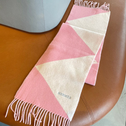 SCARF 150 CM IN BABY PINK MIX WHITE CASHMERE