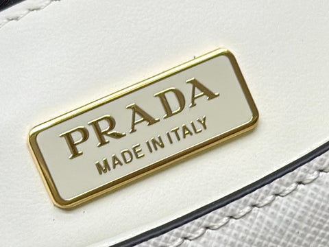 PRADA 25S MINI FLAP BAG 20 IN WHITE SAFFIANO CALFSKIN GOLD HARDWARE