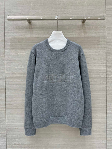 Gucci 25 Embroidered Pullover Sweater Gray Wool