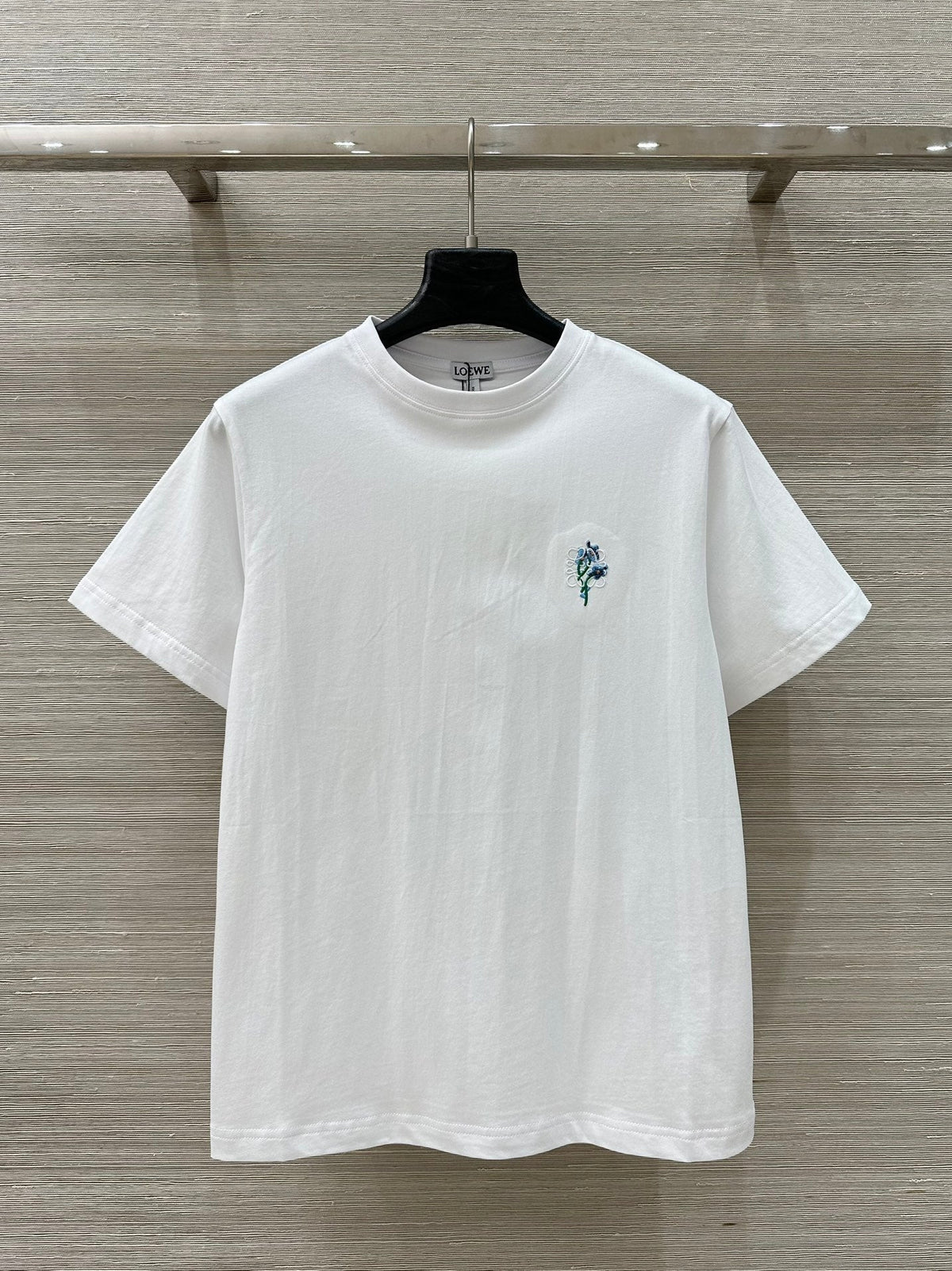 Loewe Floral Embroidered Short-sleeved T-shirt White Cotton