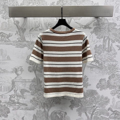 Miu 25 T-Shirt Brown mix Beige Virgin Wool 233470