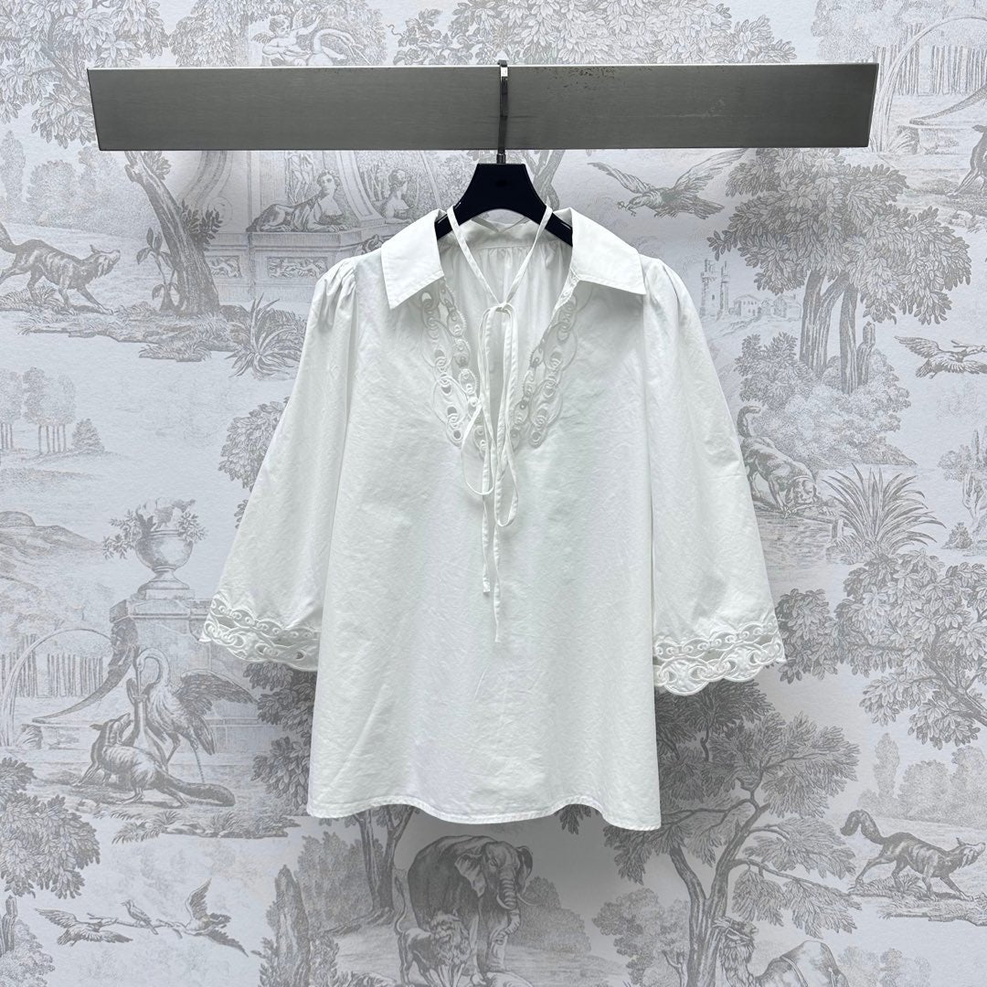 GUCCI 25S EMBROIDERED LONG SLEEVE SHIRT 264651