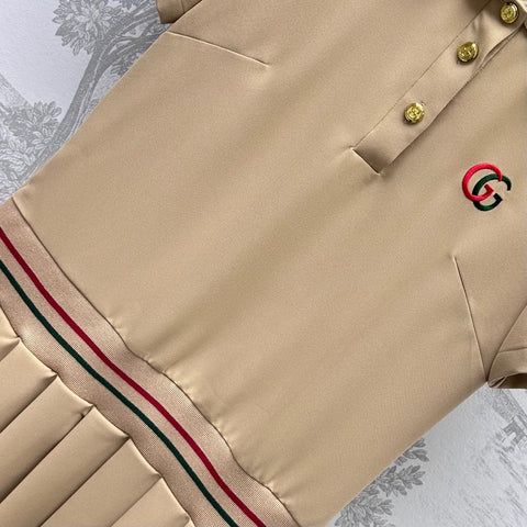 GUCCI 25S SHORT-SLEEVE DRESS IN TWILL SILK 264665